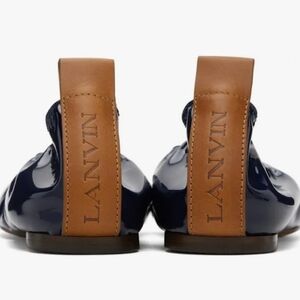 Lanvin Navy Patent Elastic-Trim Ballet Flat
